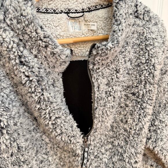 Women’s Soft & Cozy Gray Sherpa Fleece 1/4 Zip Thick Pullover Plus Sz 2X Fleece - Picture 3 of 8